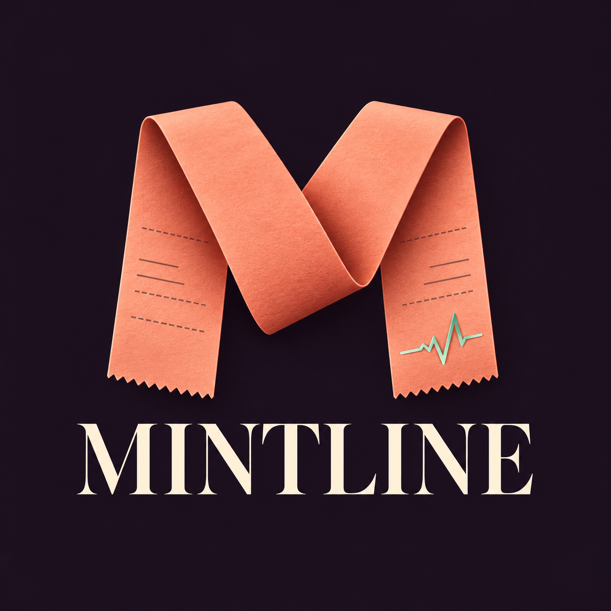 Mintline's folded coral receipt emblem